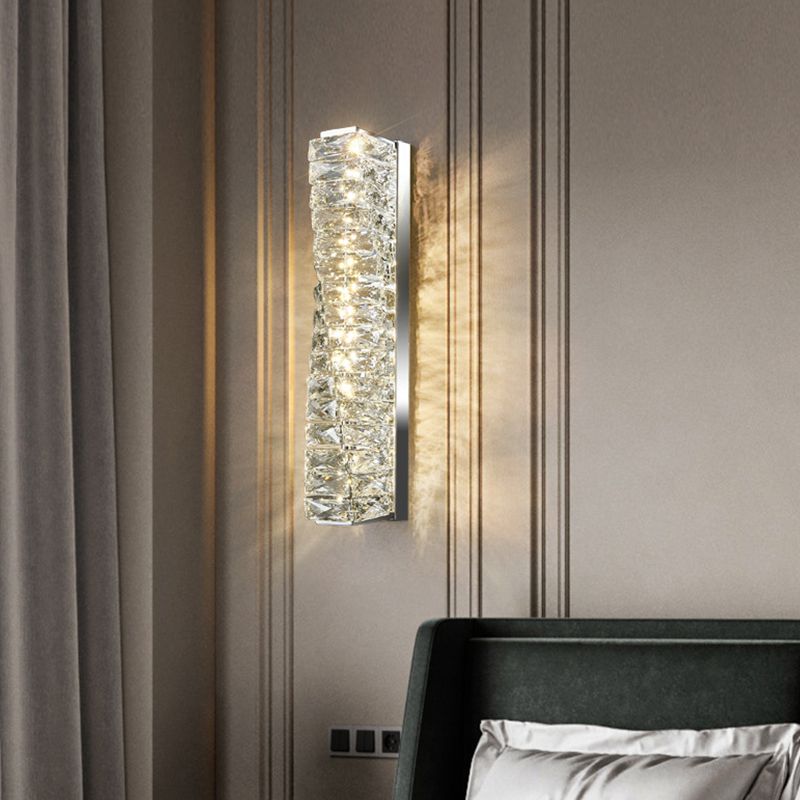 Postmodern Crystal Wall Light Geometric Shape 5" Wide Wall Sconce for Living Room