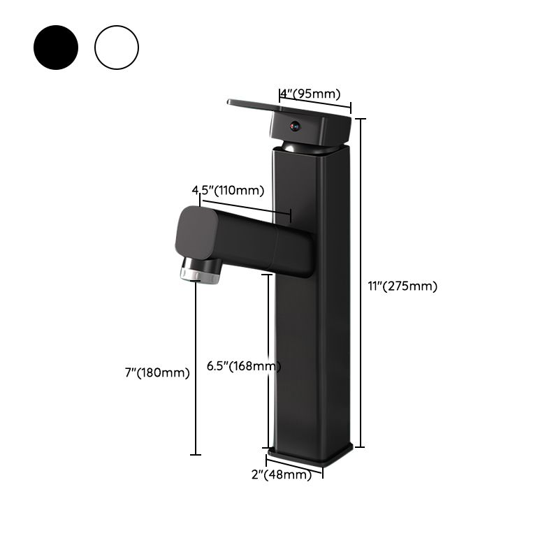Square Brass Bathroom Sink Faucet with 1-Handle Swivel Spout Sink Faucet
