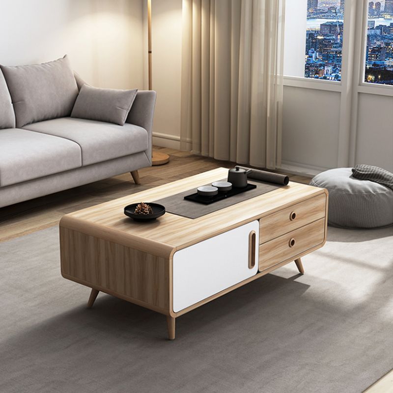 Natural 1 Single Coffee Table Modern 1 - Door Cocktail Table with Storage
