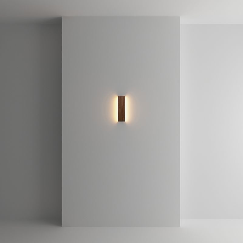Éclair mural en bois carré de style moderne 1 montage mural clair luminaire en marron