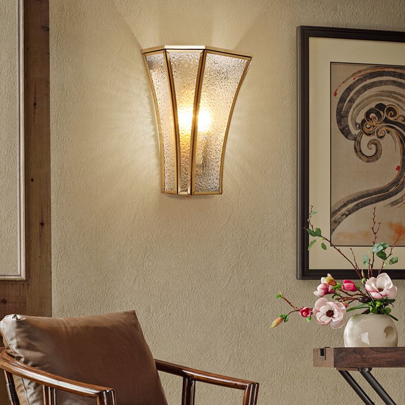 Trumpet Sconce Light Tradited Textured Glass teiolo 1 Fun a parete Gold Muro per soggiorno
