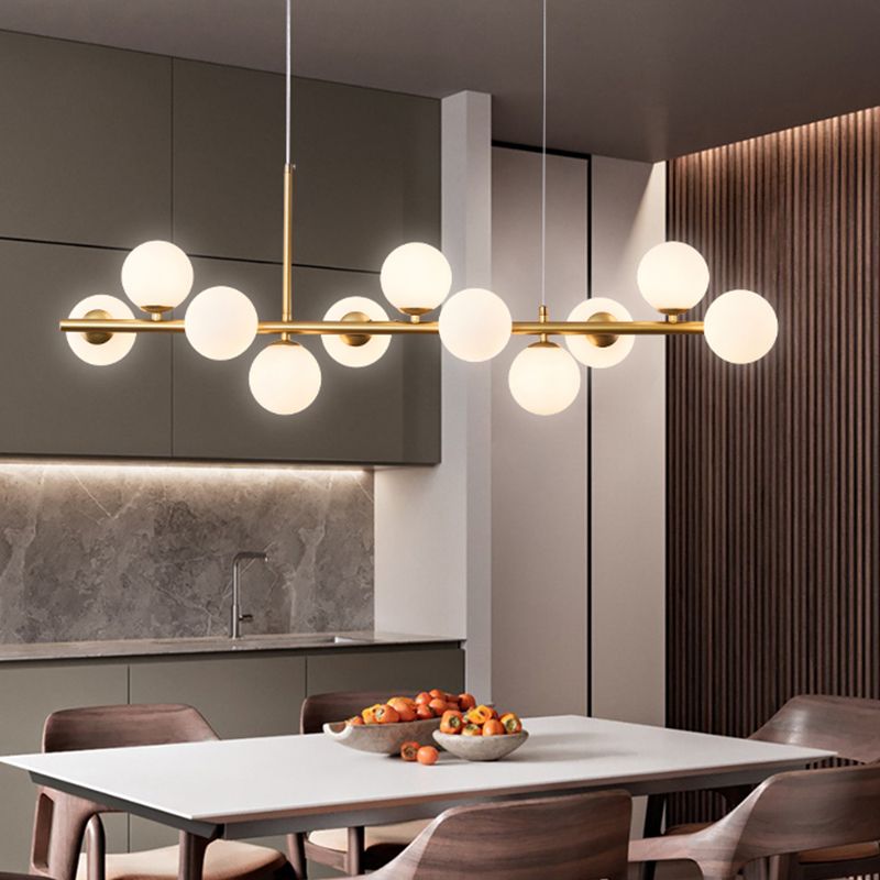 Multi-Head Island Lighting Fixtures Modern Restaurant Suspension Lamp with Glass Shade