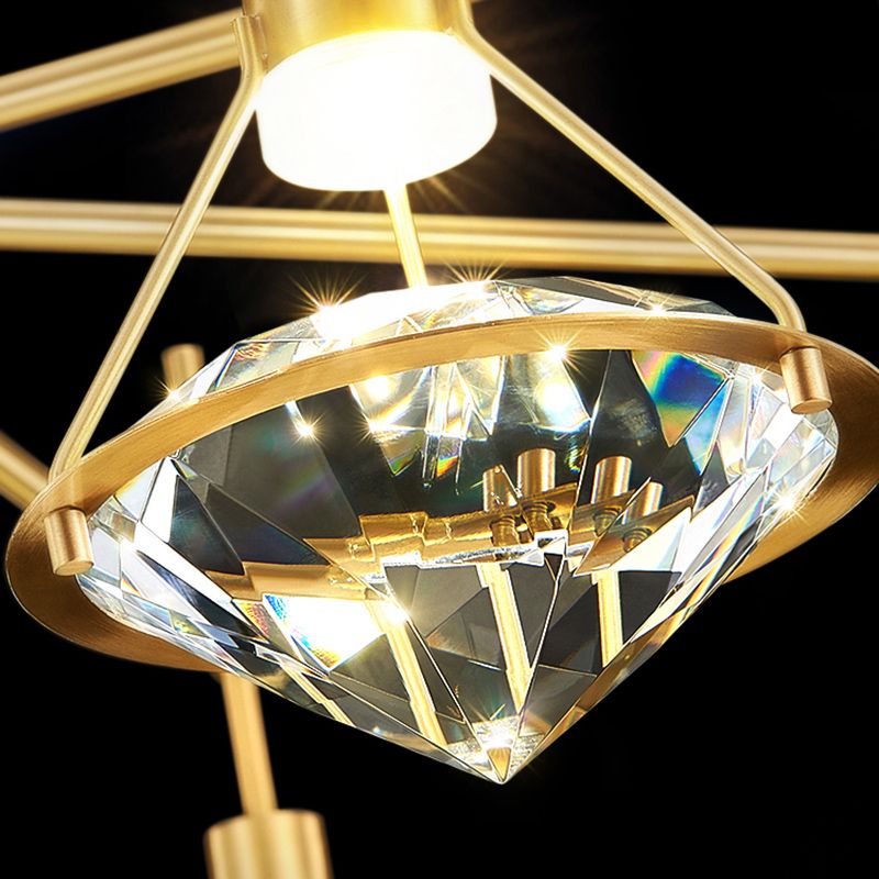 Gold Contemporary Hanging Light Kit Crystal Ceiling Light for Dining Room
