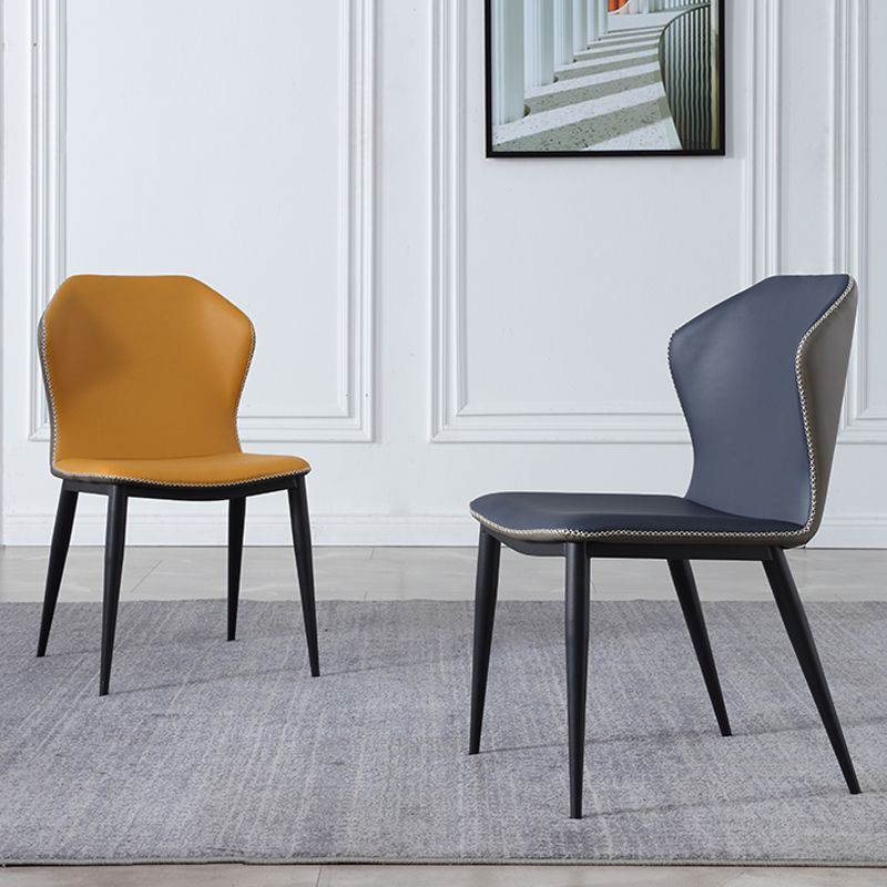Sillas de comedor de metal industrial, silla lateral sin brazos para uso doméstico (juego de 2)
