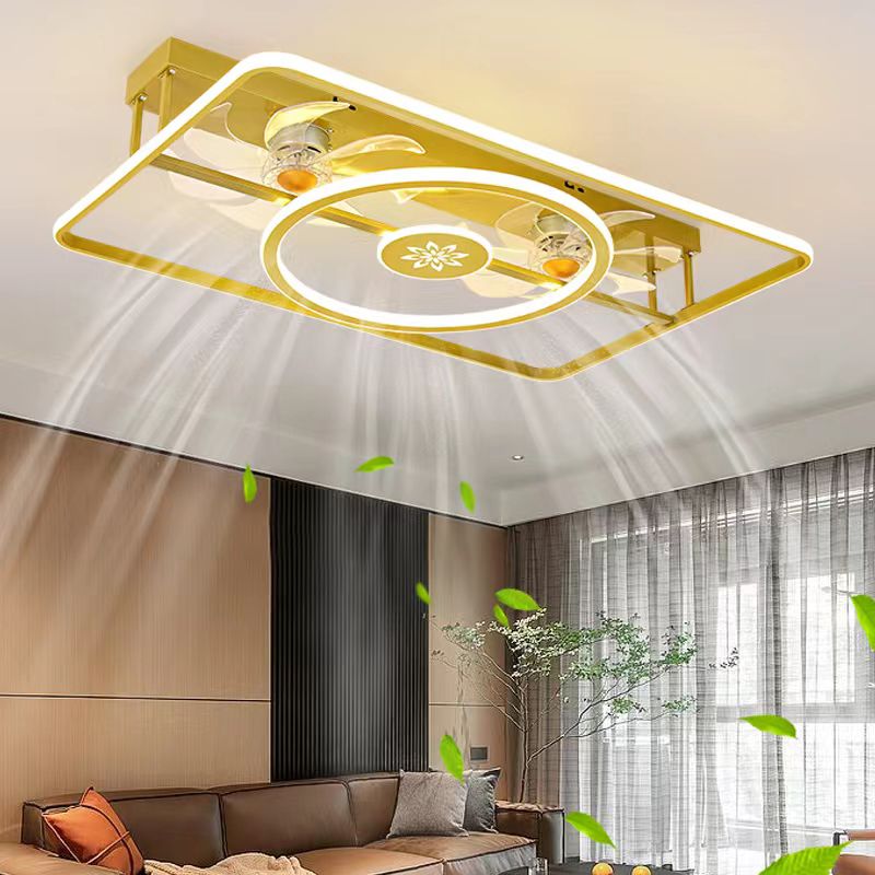 Contemporary Style Metal Fan Light Geometric LED Flush Mount Light for Bedroom