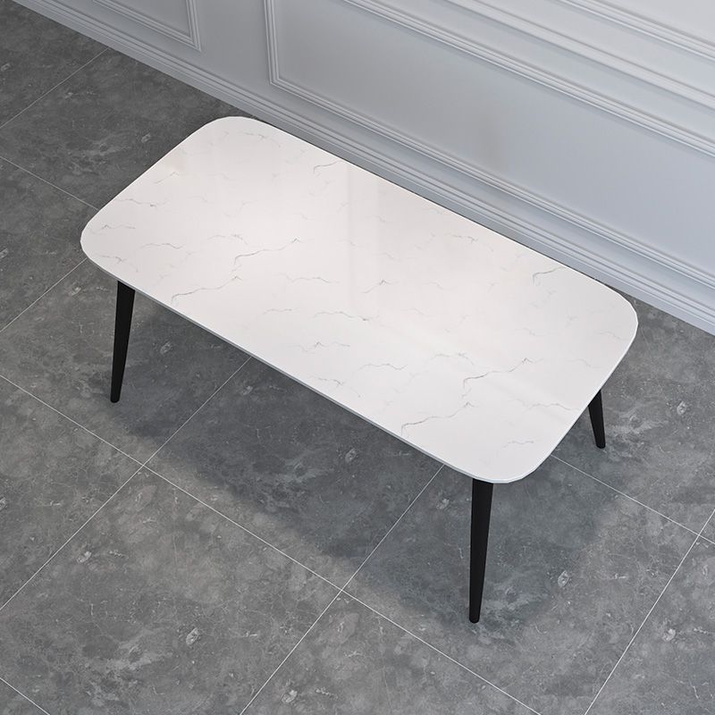 Contemporary Dining Set 1/2/5 Pcs Marble Dining Table with Cow Horn Chairs