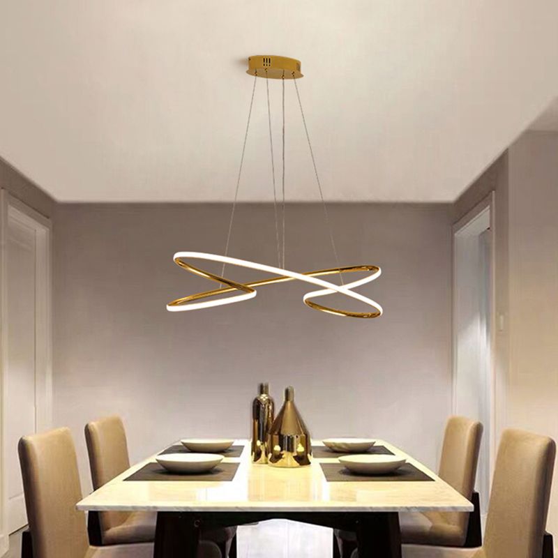 Aluminum Twist Hanging Lamp Artistic LED Chandelier Pendant  Light over Dining Table