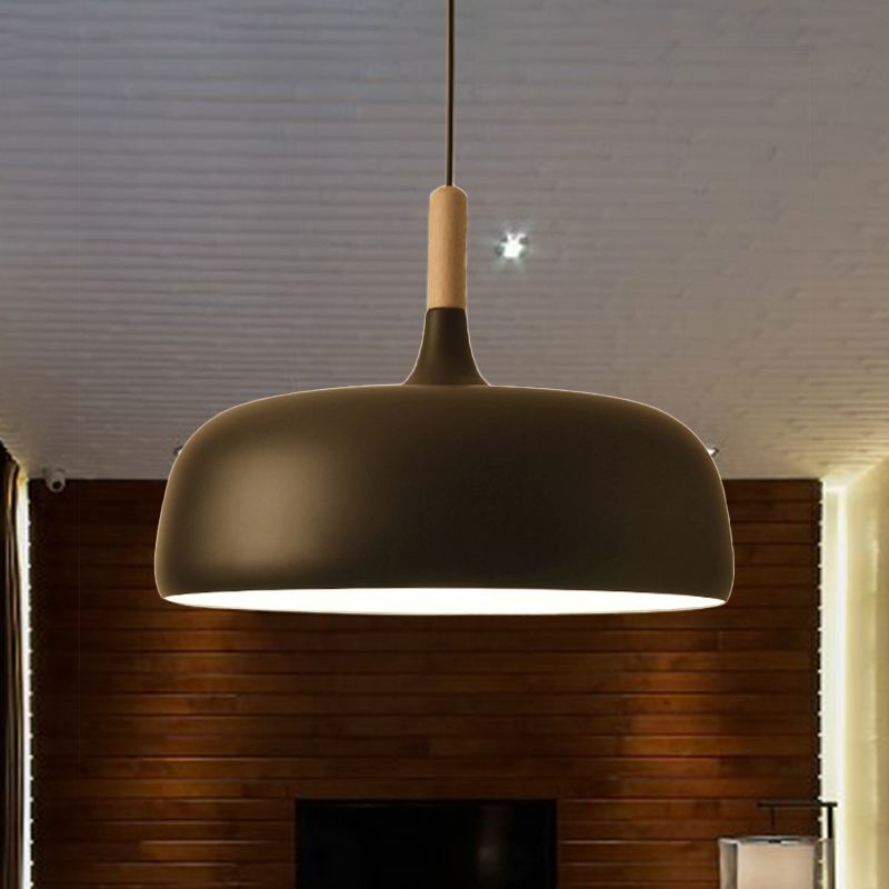 Lámpara de techo de tazón Estilo simple 1 Luz de colgante colgante negro/blanco para comedor para comedor, 12.5 "/19" de ancho