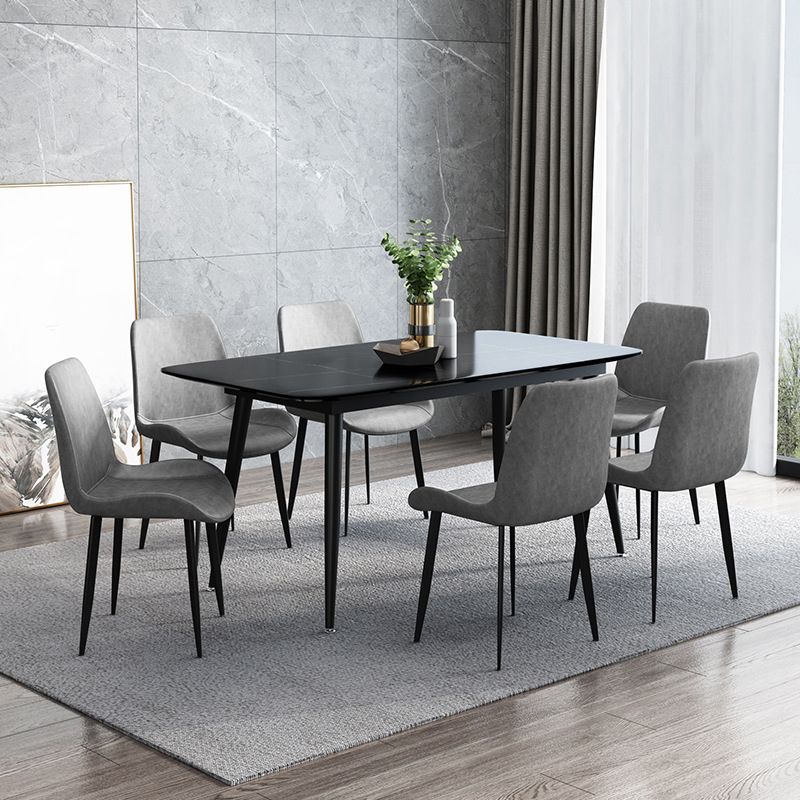 METAL INDUSTRIËLE RECHTANGELLAND EIT TAFEL Zwart gesinterde stenen tafel met metalen benen