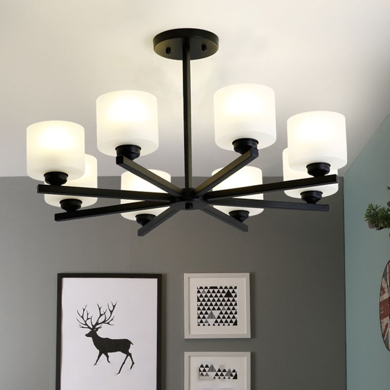 Cylinder Pendant Lights Modernism Glass Pendant Lighting Fixtures in Black