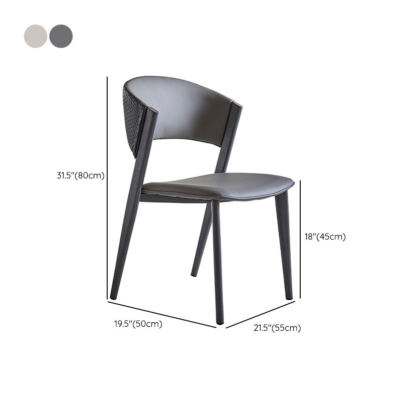 Industrial Armless Kitchen Dining Side Chair Faux Leather Side Chair