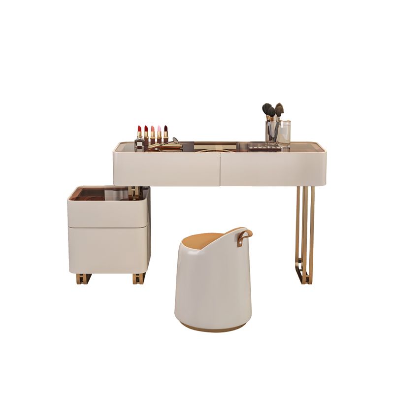 30.7" Height Makeup Table Solid Wood Vanity with Drawers Vanity Stool