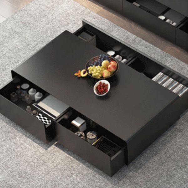Modern Style Rectangular Wooden Table Abstract Base Coffee Table