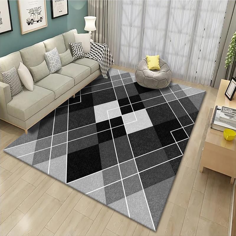 Contemporary Graphic Print Carpet Polyester Indoor Rug Stain Resistant Area Carpet for Living Room