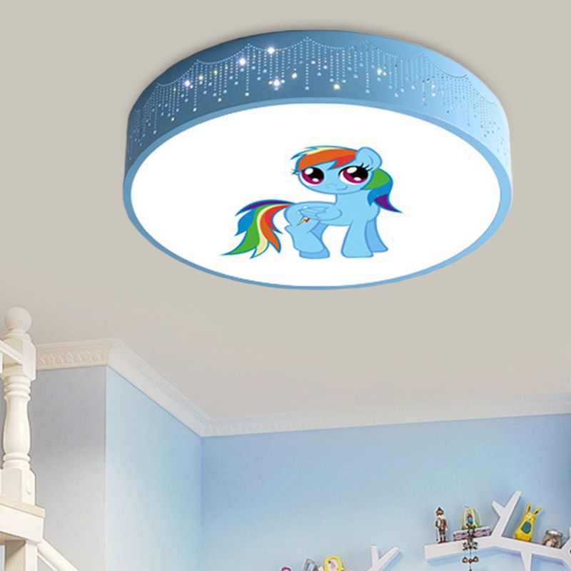 Lámparas LED incrustadas de dibujos animados, lámpara de techo con patrón de Unicornio rosa / azul, con pantalla de acrílico