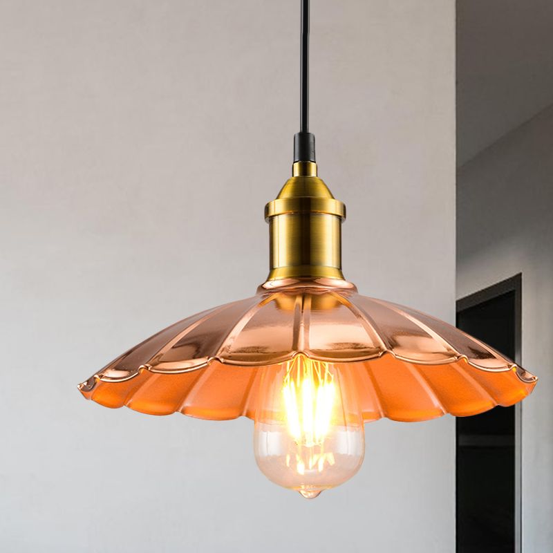 Mit überbindete Anhängerbeleuchtung im industriellen Stil 1 leichte metallische Hanglampe in Kupfer für Schlafzimmer