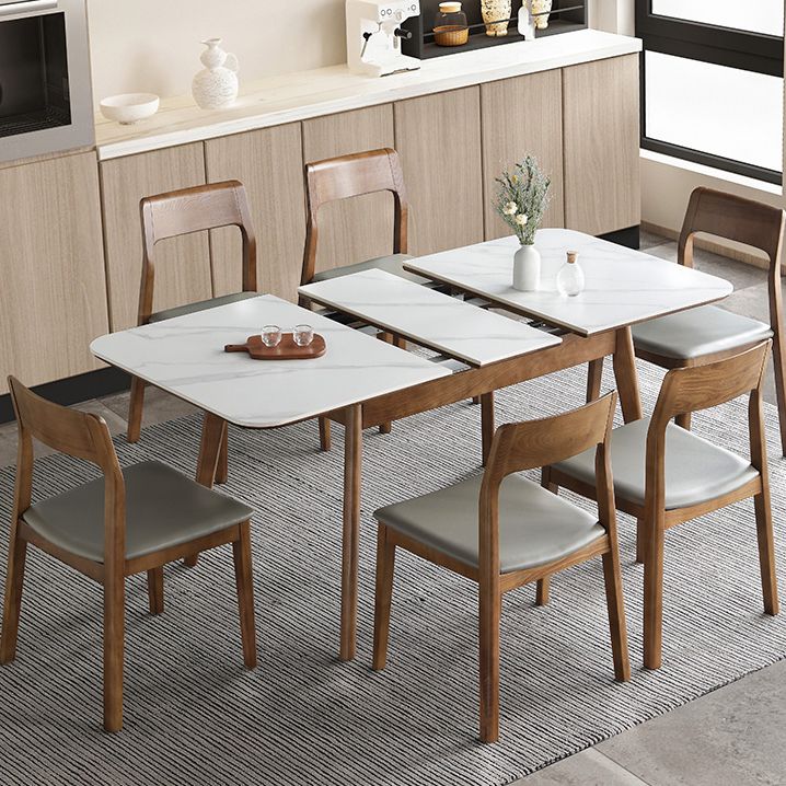 Table de salle à manger en pierre extensible rectangulaire Table de dinette de luxe traditionnelle à 4 pieds