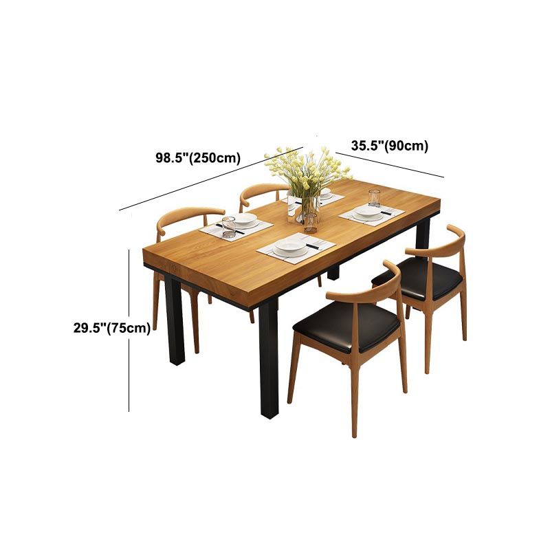 Natural Pine Wood Top Table Industrial Rectangle Black Iron Base Table without Chair