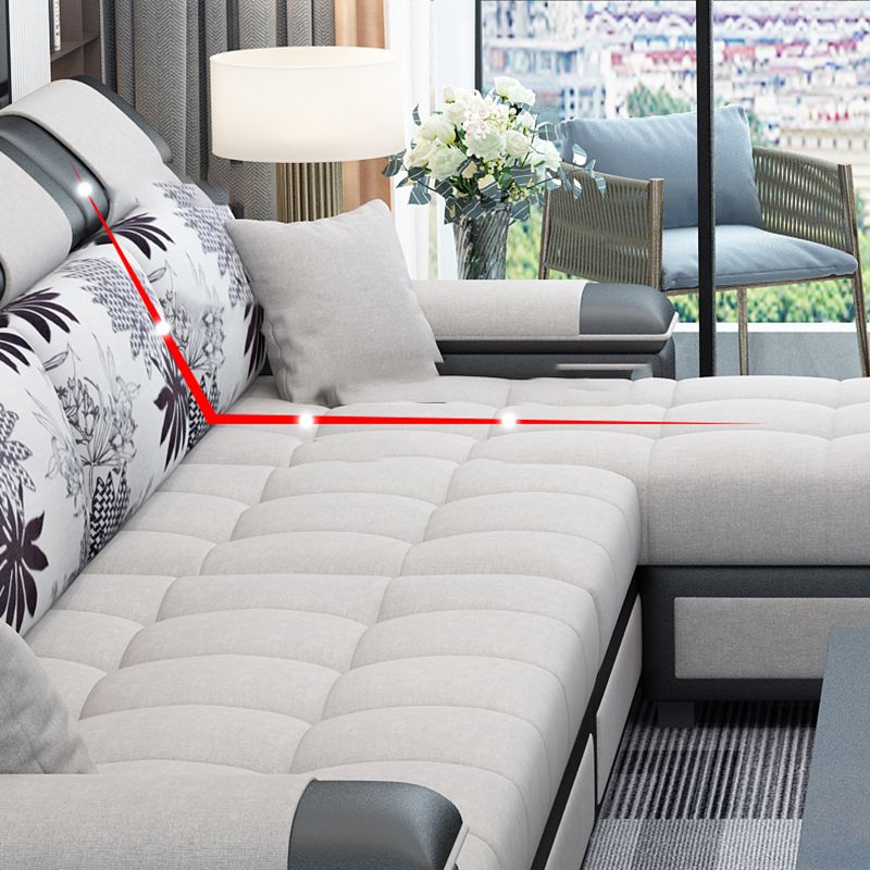 106.3"D x 57"W x 35.43"H Sloped Arm Sectionals, Modern High Back Sofa with Storage