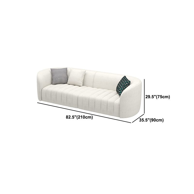 White Wool Curved Sofa Modern Sloped Arm Sofa for Living Room