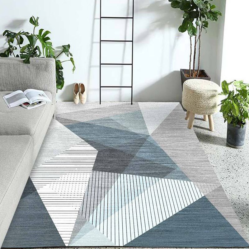 Relaxing Bedroom Rug Multi Colored Geometric Patterned Indoor Rug Non-Slip Backing Pet Friendly Area Carpet