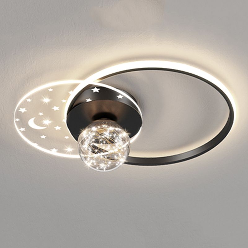 Geometry Shape LED Sky Star Ceiling Lamp Modern Iron 3 Lights Flush Mount for Bedroom