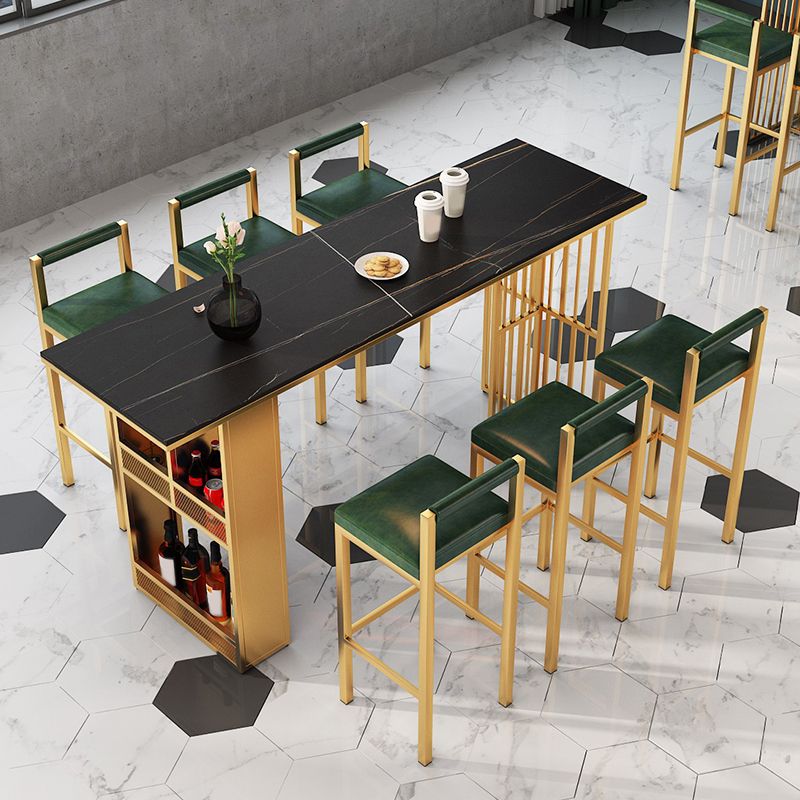 Glam Style 1/2/7 Pieces Stone Rectangular Bar Table Set for Indoor