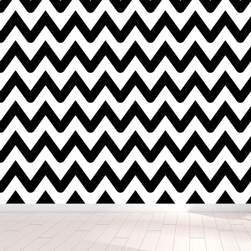 Whole Geometric Shapes Wallpaper Mural Black and White Non-Woven Wall Covering for Decor, Custom