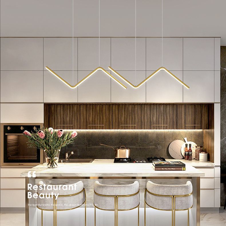 Polyline Island Chandelier Lights Simplicity Aluminum Chandelier Lighting Fixtures for Dining Table