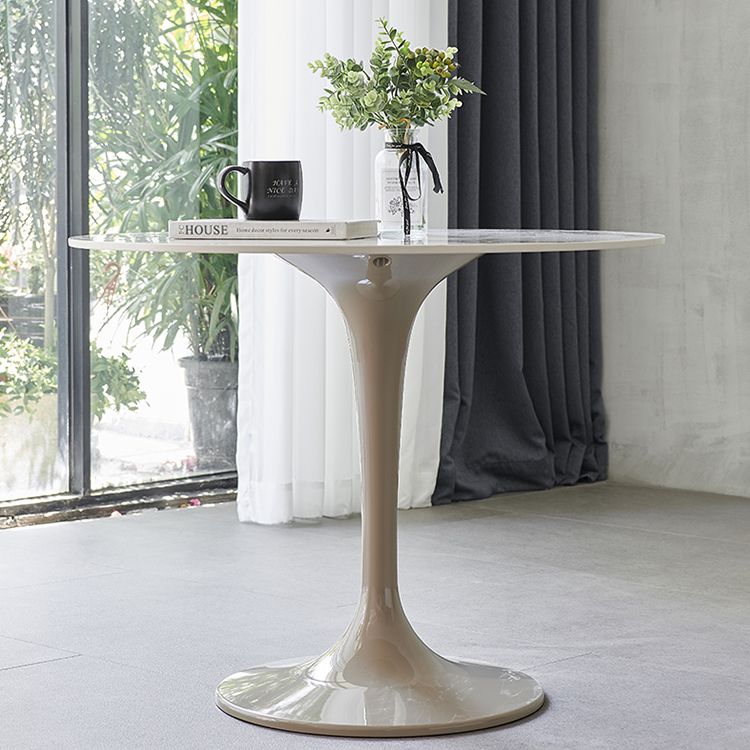 Contemporary Style Home Sintered Stone Dining Table Round Table with Tulip Base