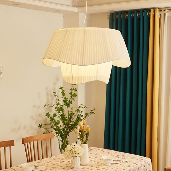 Shaded Ceiling Hung Fixture Minimalist Fabric Dinning Room Pendant Lighting Fixture