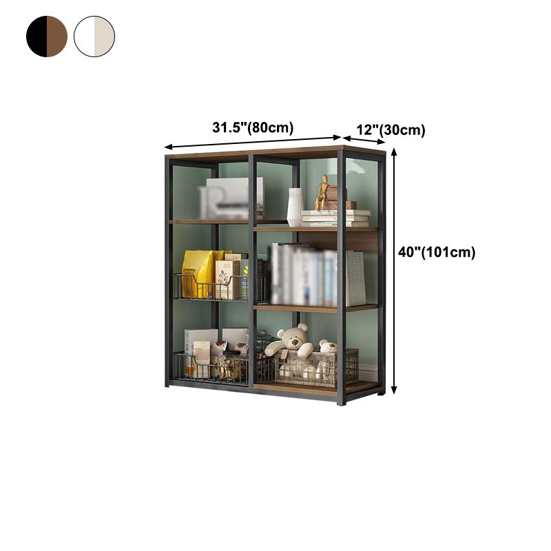 Industrial Open Etagere Bookshelf Steel Frame Manufactured Wood Shelf Bookshelf