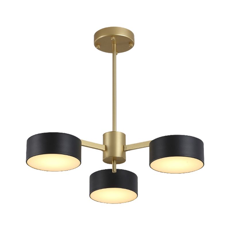 Drum Pendant Light Post Modern Metal 3/5/6/10 Lights Black/Gold Chandelier Light for Living Room