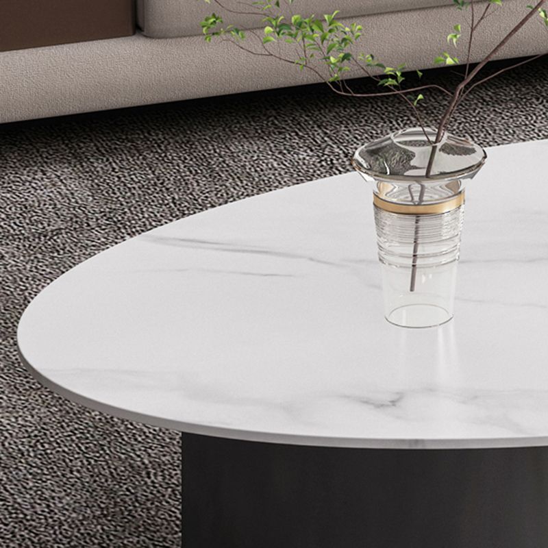 15"H Glam Coffee Table Slate Oval Single Coffee Cocktail Table