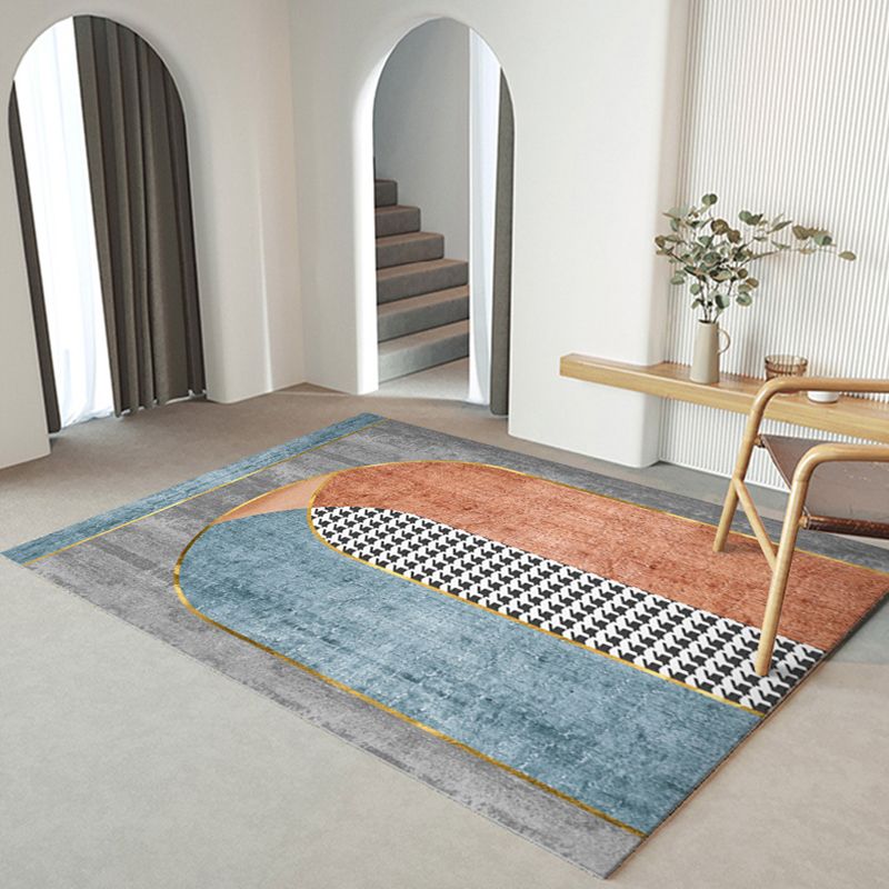 Simple Multicolor Nordic Rug Polyester Expressionism Pattern Area Rug Non-Slip Backing Carpet for Living Room