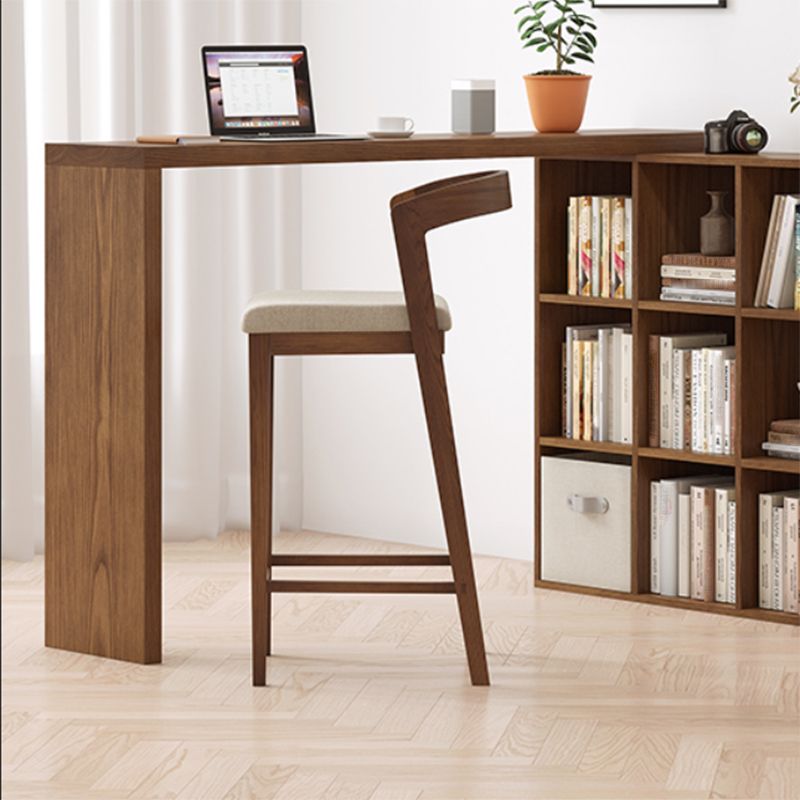 Modern Solid Wood Low Back Counter-height Stool in Brown and White