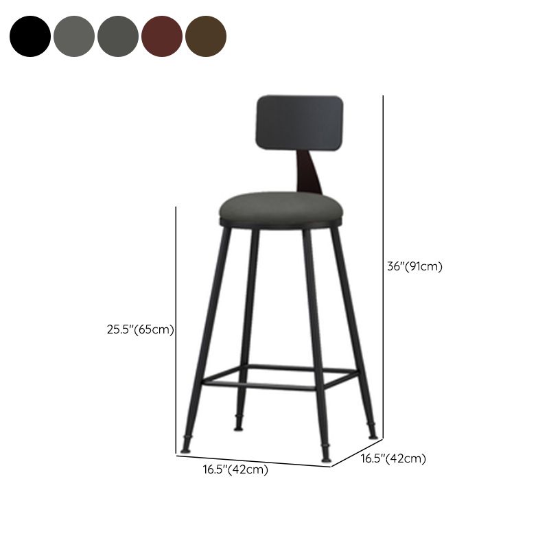Industrial Style Armless Counter Stool Faux Leather Counter-height Stool