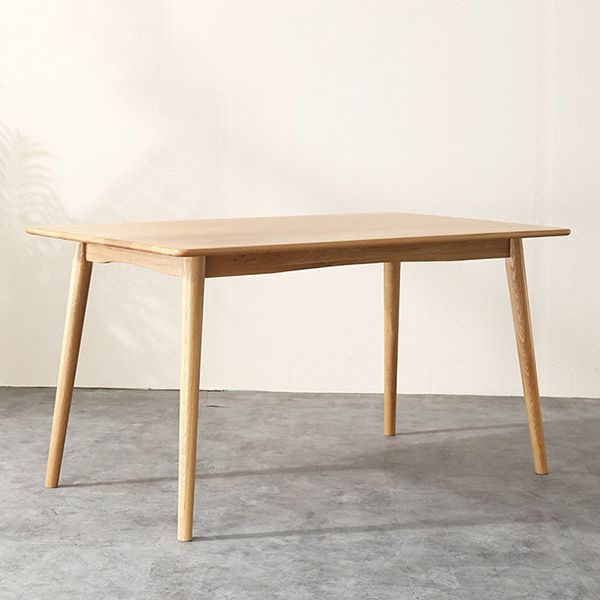 Mesa de comedor rectangular moderna de madera maciza con 4 patas para uso doméstico