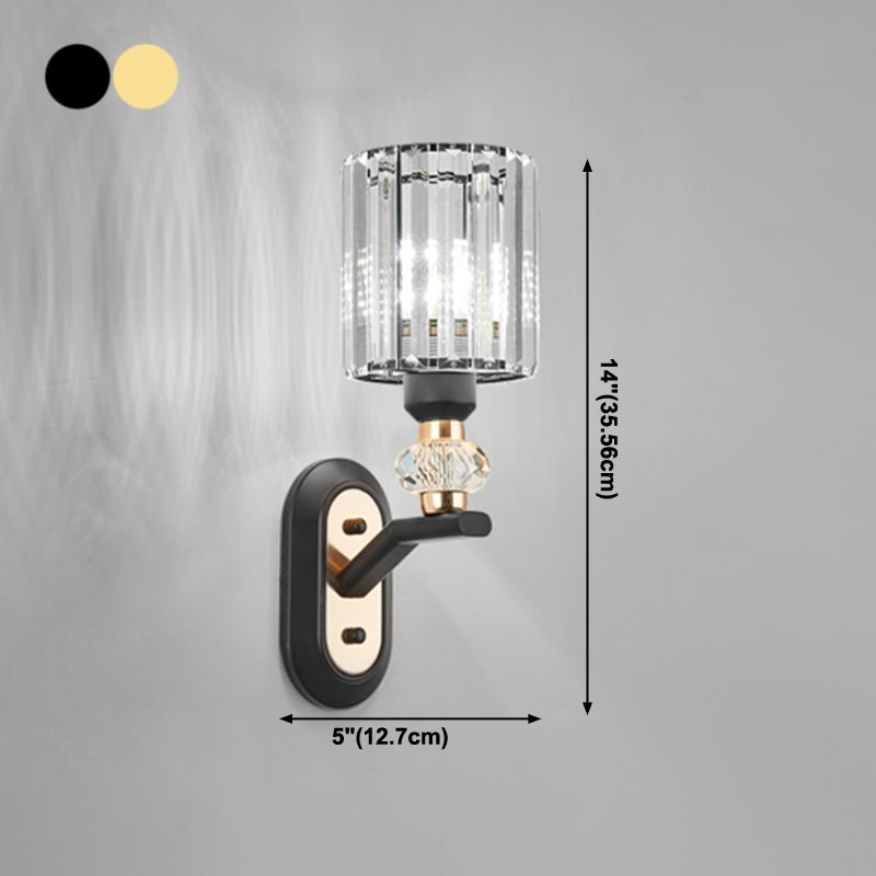 1-Light Wall Sconce Modern Style Crystal Half Cylinder Shape Wall Mount Light Fixture