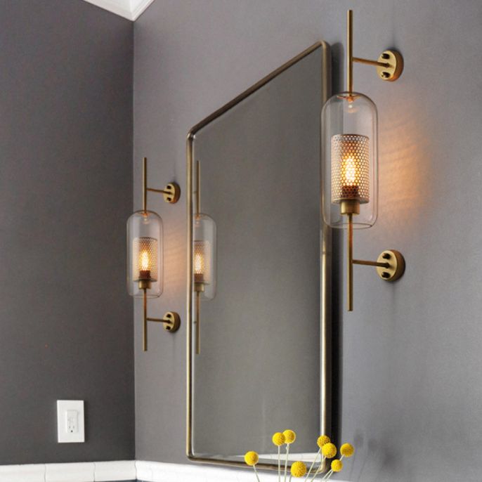 1 Licht industrielle klare Glaswandleuchte Goldwandlampe für Schlafzimmer