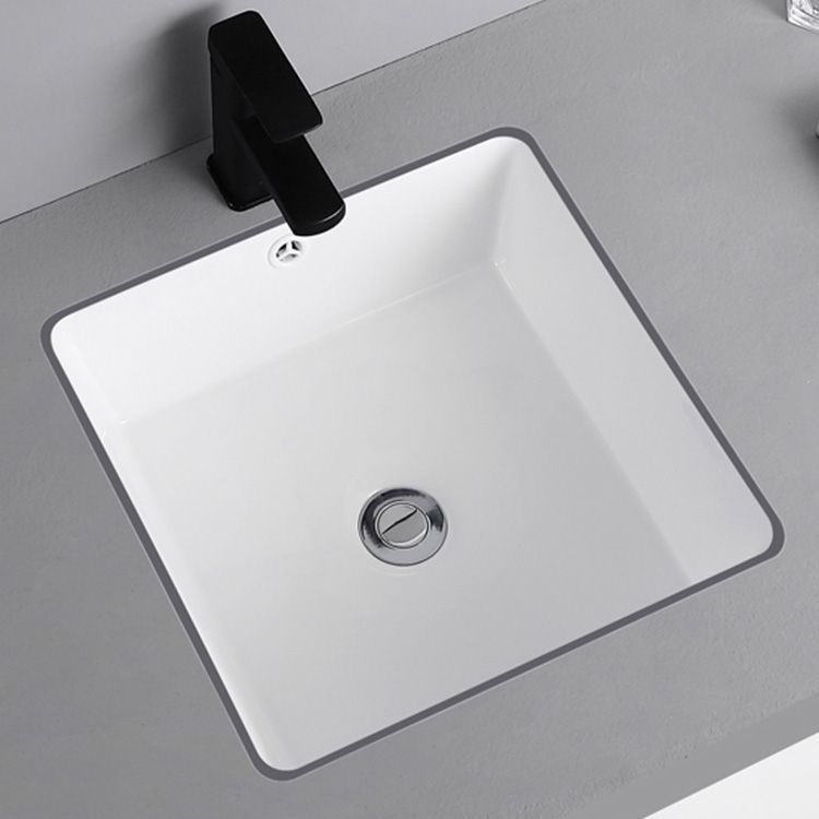 Undermount Bathroom Sink Square Overflow Drain Assemble Sink with Faucet