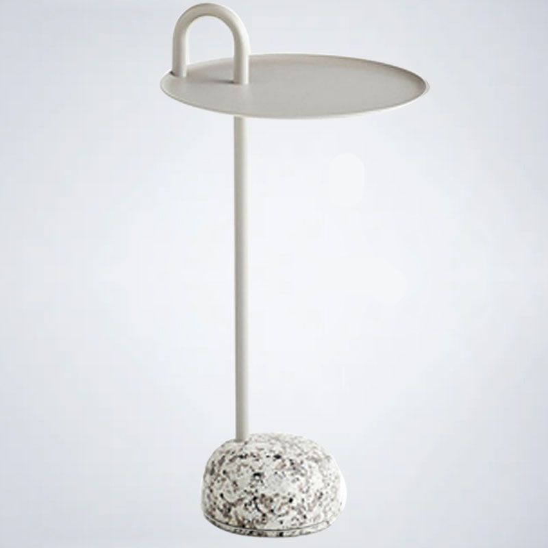 27.75" Tall Steel Round Top Side Table Stone Pedestal End Table