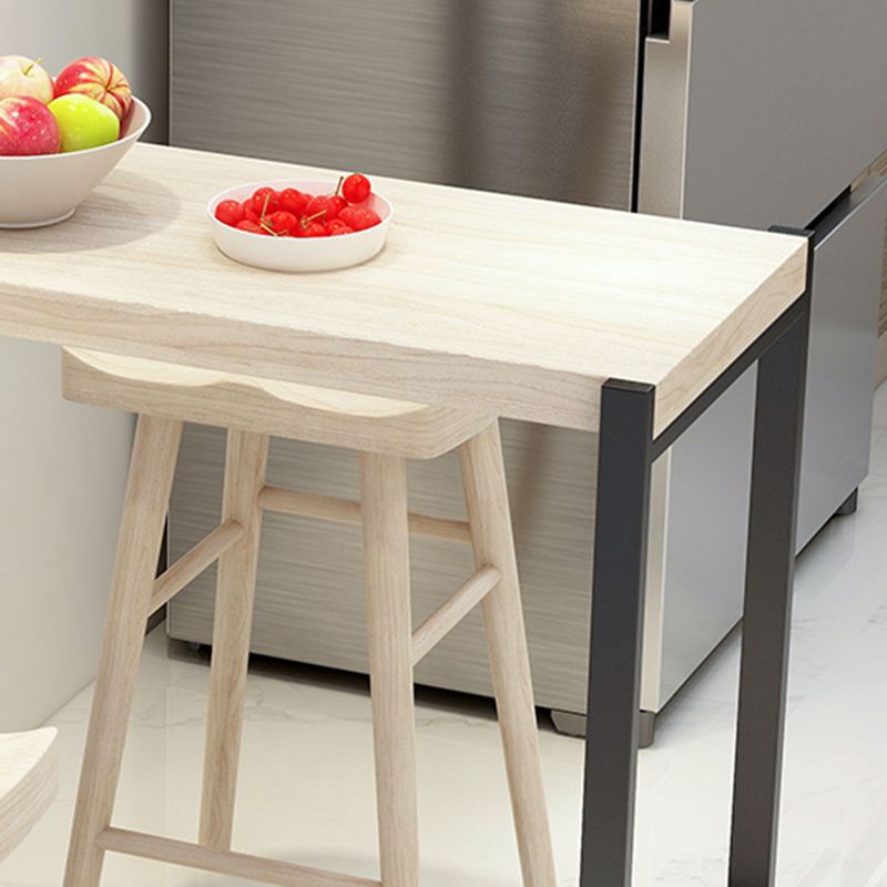 Rectangle Pine Wood Top Bistro Table Modern Pub Table with Metal Base