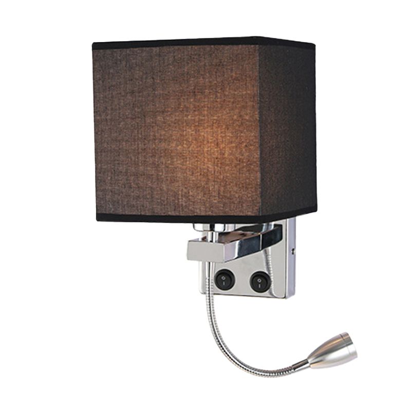 1 tête de chevet de chevet lampe de lecture moderne noir / beige / beignet de projecteur Lumière murale avec une nuance de tissu rectangulaire