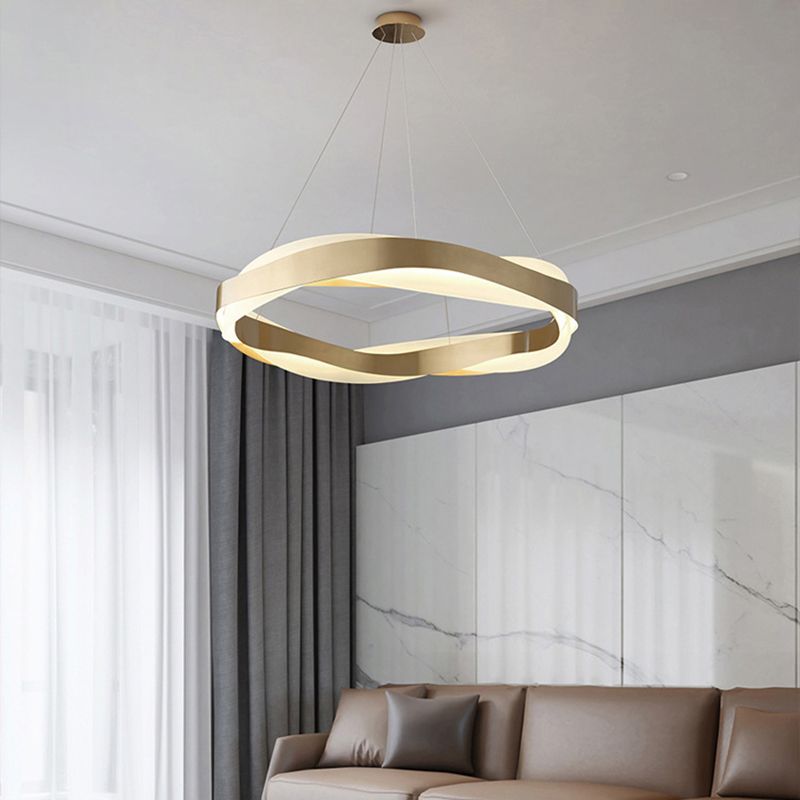 Metalen cirkelvormige kroonluchter verlichtingsarmaturen moderne stijl 1-licht hangende lamp in goud