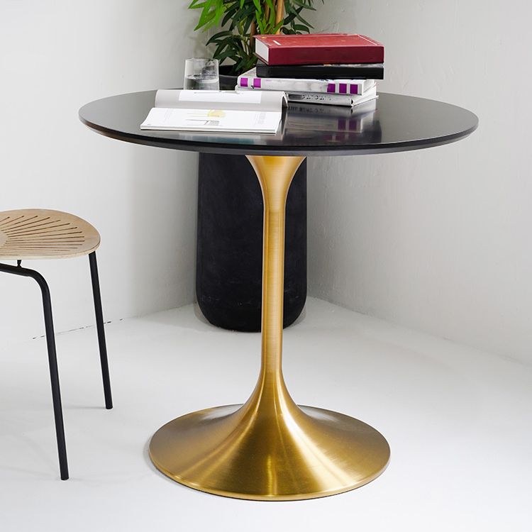 Metal Contemporary Round Dining Table Solid Wood Table for Dining Room