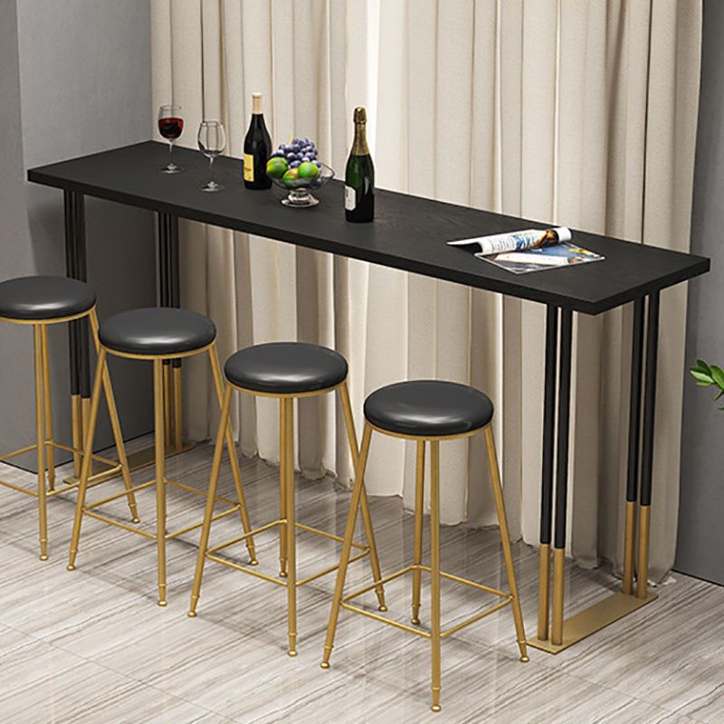 Modern Rectangle Bar Counter Table Wood Bar Counter Table with Metal Legs