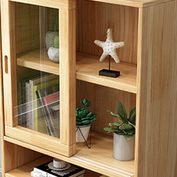 Natural Scandinavian Standard Bookcase Pine Wood Bookcase with Door