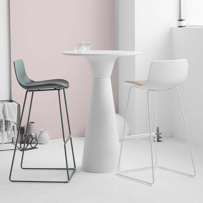 Industrial Indoor Armless Stool Plastic Bar Stool with Upholstered