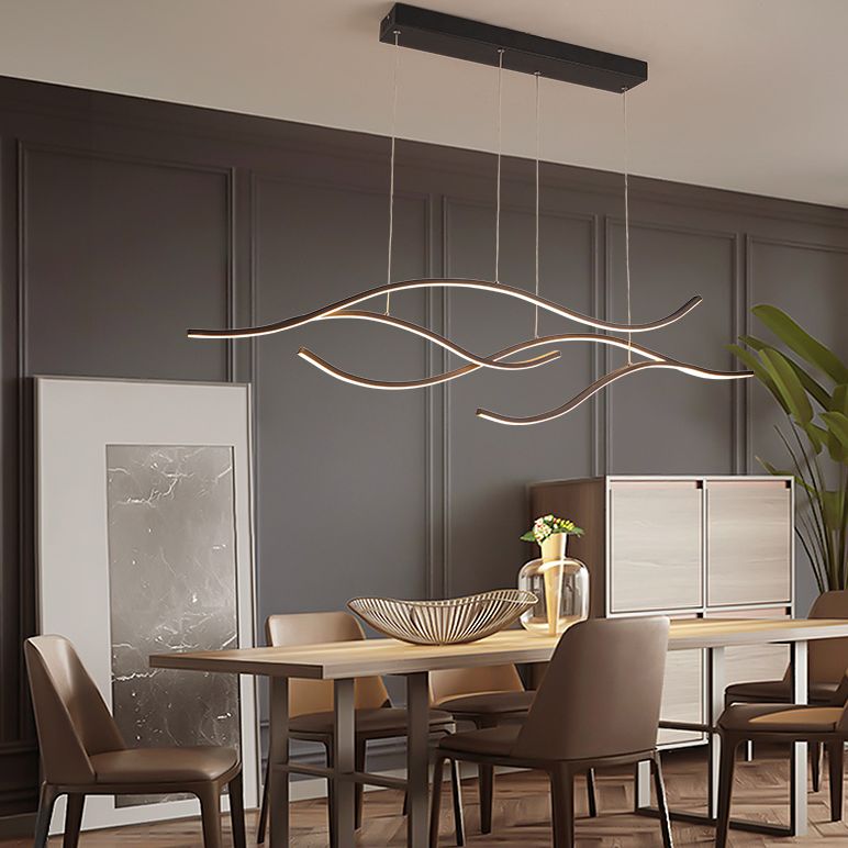 New Modern Island Chandelier Linear Metal Chandelier Lighting Fixture for Dining Room